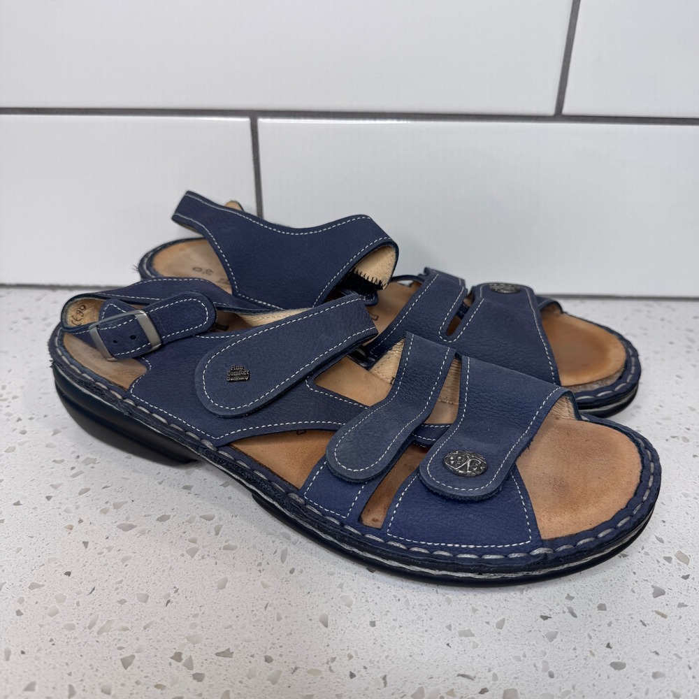 Finn Comfort Germany Gomera Blue Leather Slingback Sandals EU 39 US 8.5-9